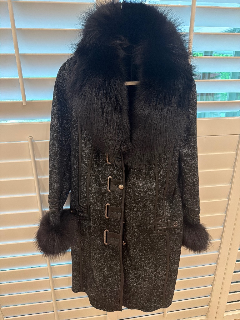Vintage Italian FurLeather CoatSterling Fox Trim
